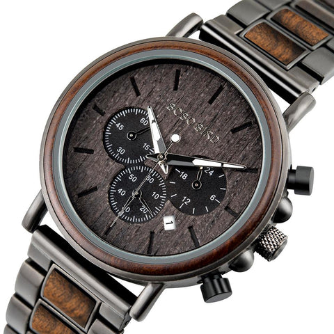 BOBO BIRD Luxury Wood Stainless Steel Watch