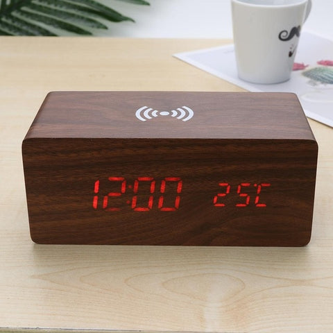 Electric Alarm Clock with Wireless Charging Pad